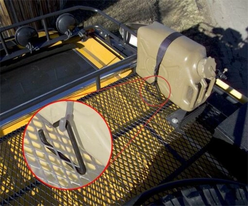 Gobi tie down system with one or multiple jerry cans secured using the gobi delta hook image 3 <b>tie down system</b><br><font color="dodgerblue">· stealth</font>