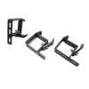a group of black metal brackets