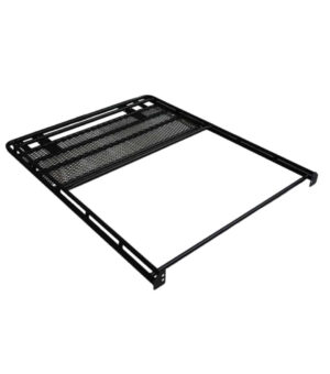 a black metal frame with a white background