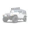 a white jeep with black tires