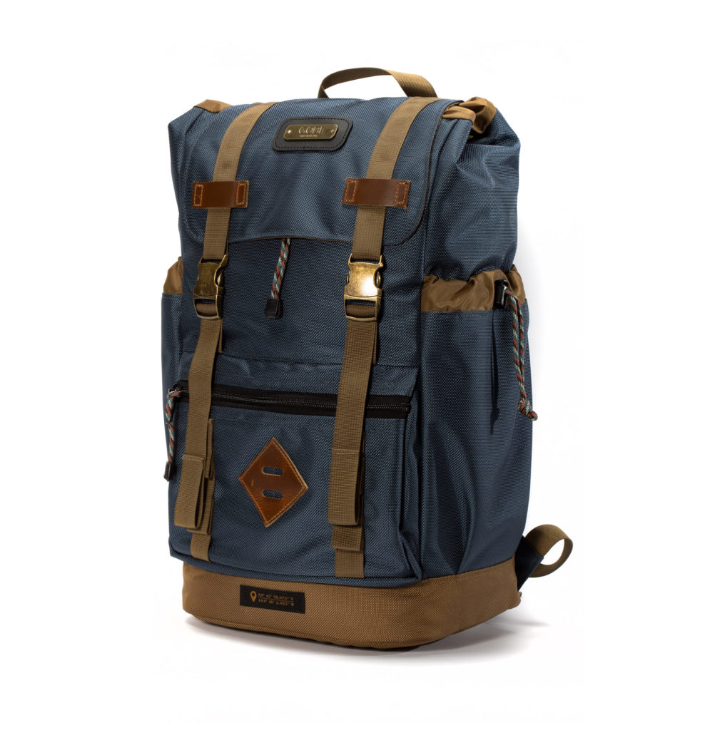 Getaway Backpack Gun Metal Blue with Tan bing GOBI Racks