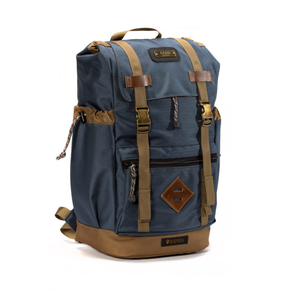 Getaway Backpack Gun Metal Blue with Tan bing GOBI Racks