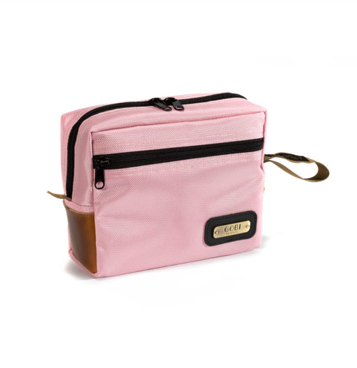 Travel kit peony pink w tan 03 <b>travel kit </b><br>peony pink <br>with tan webbing