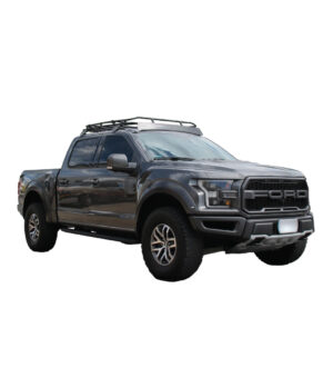 a black truck with a rack on top