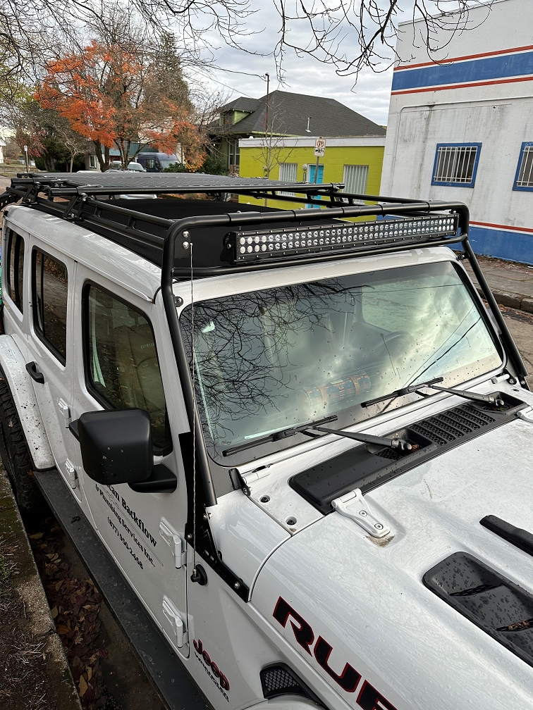 Jeep JLU 392 Sky One-Touch Stealth Rack | GOBI Racks Wrangler SkyOne Touch
