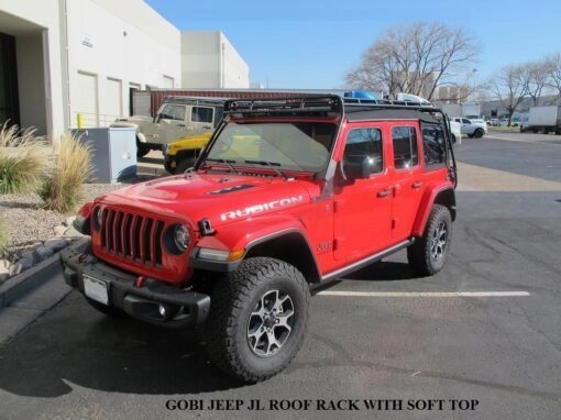 Gobi jeep jl soft top retraction image 1 <b>jeep jl sky one-touch<br>stealth rack</b><br>· multi-light/ 50" led setup