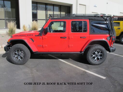 Jeep jl 4door sky-one touch stealth rack gobi jeep jl soft top retraction image 2