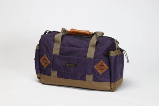 Img 7119 scaled <b>gobi duffel bag <br>rocky purple </b><br>with tan webbing