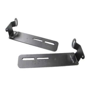 a pair of metal brackets