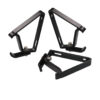 a group of black metal brackets