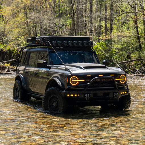 a car driving through a river