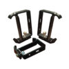 a group of black metal brackets