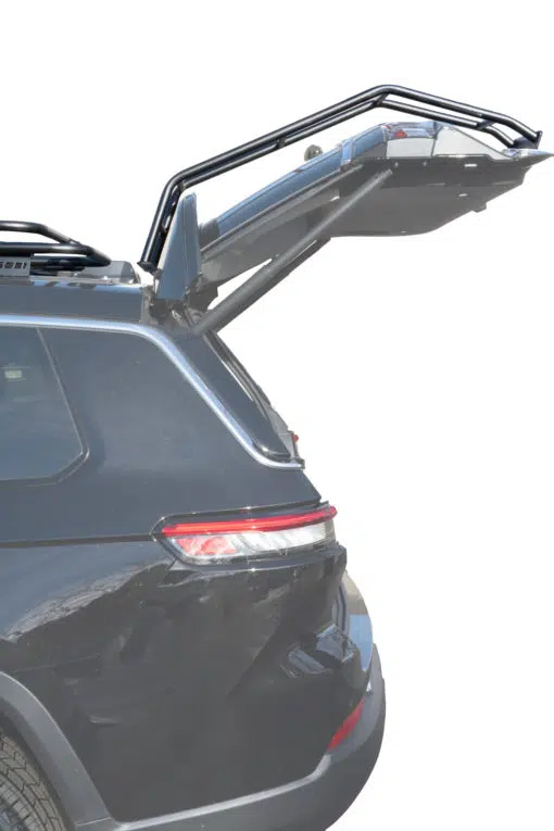 Jeepgrandcherokeel 3 rowladder scaled <b>jeep grand cherokee l<br></b> low-profile 3-row roof rack<font color ="dodgerblue"><br>multi light no sunroof - stealth</font>
